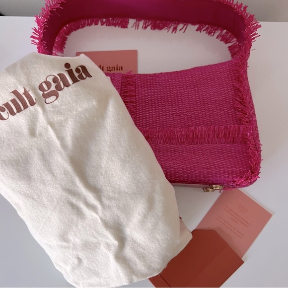 Cult Gaia Malfi Mini Fringe Straw Shoulder Bag - Picture 7 of 9